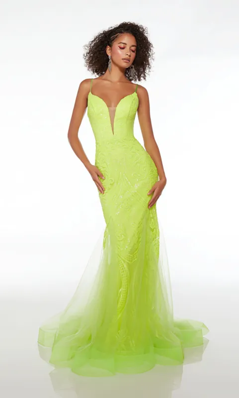 Formal Dress: 61554. Long, Plunging Neckline, Mermaid sold by Alyce Paris