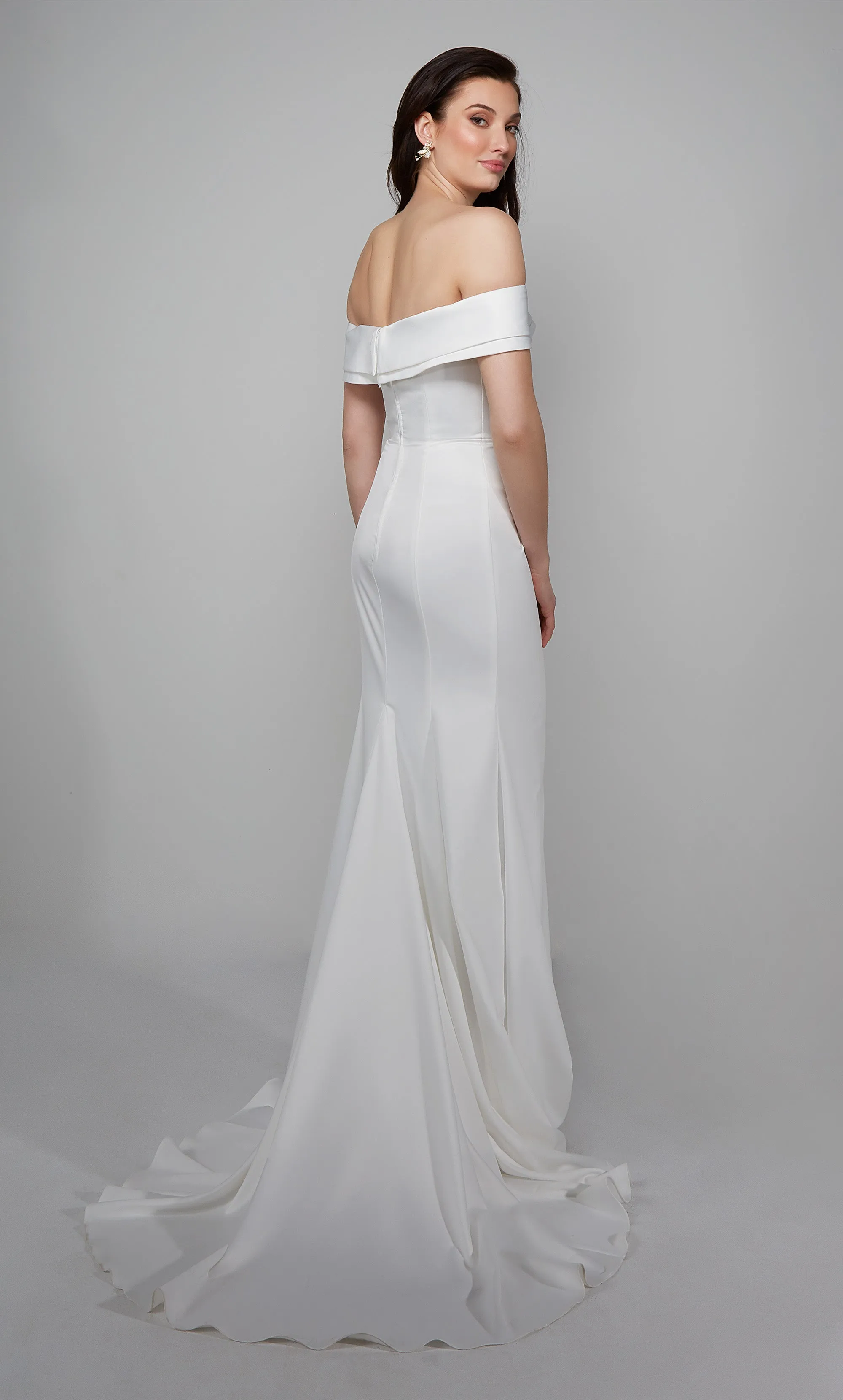 ALYCE Paris 7058 Bridal Off The Shoulder Neckline Slit Straight Dress sold by Alyce Paris product image thumbnail 4