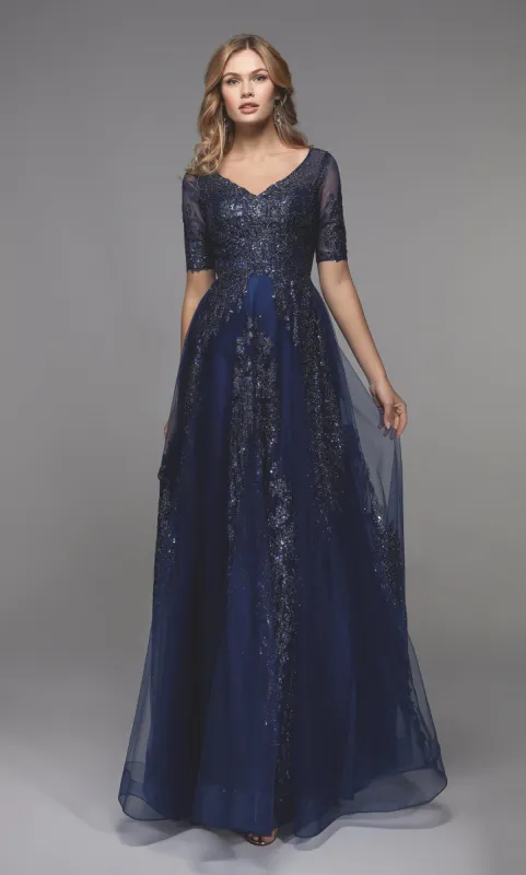 Formal Dress: 27493. Long Gala Dress, Illusion Neckline, Flowy sold by Alyce Paris
