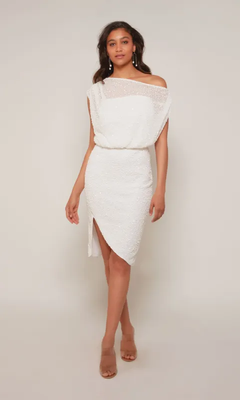 ALYCE Paris 70046 Bridal One Shoulder Shimmery/sparkly High-low Dress sold by Alyce Paris