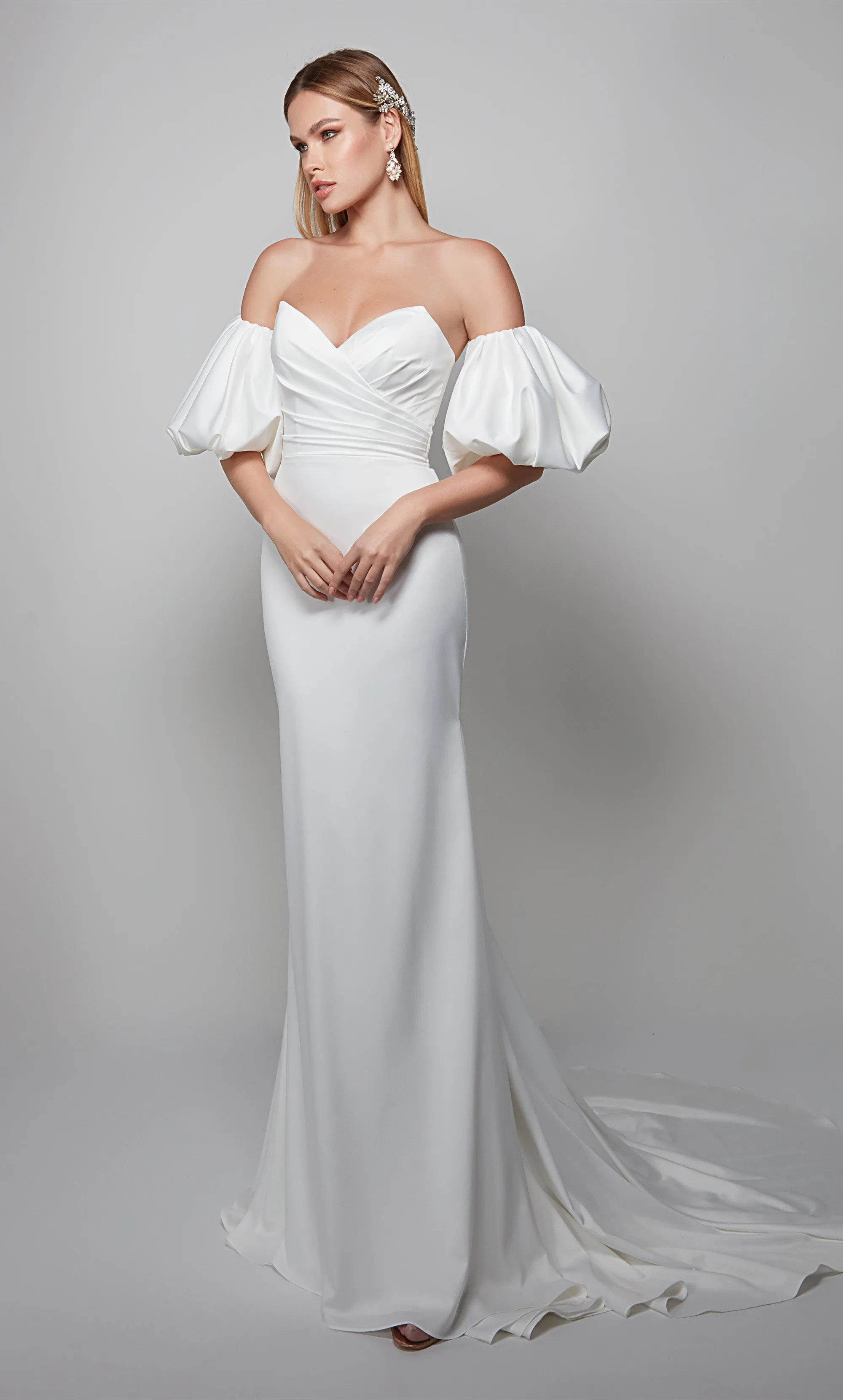ALYCE Paris 7056 Bridal Strapless Neckline Train Straight Dress sold by Alyce Paris
