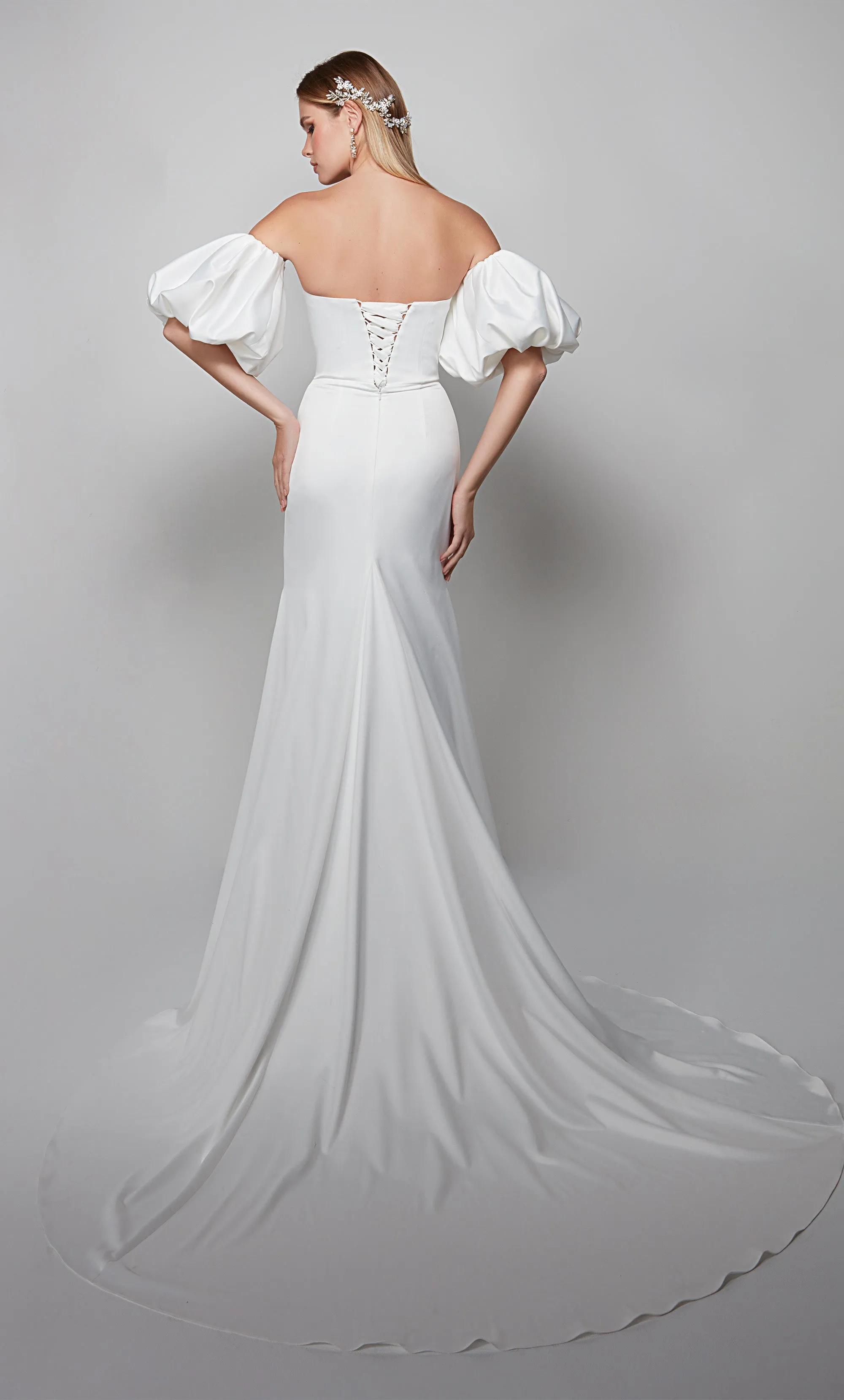 ALYCE Paris 7056 Bridal Strapless Neckline Train Straight Dress sold by Alyce Paris product image thumbnail 2