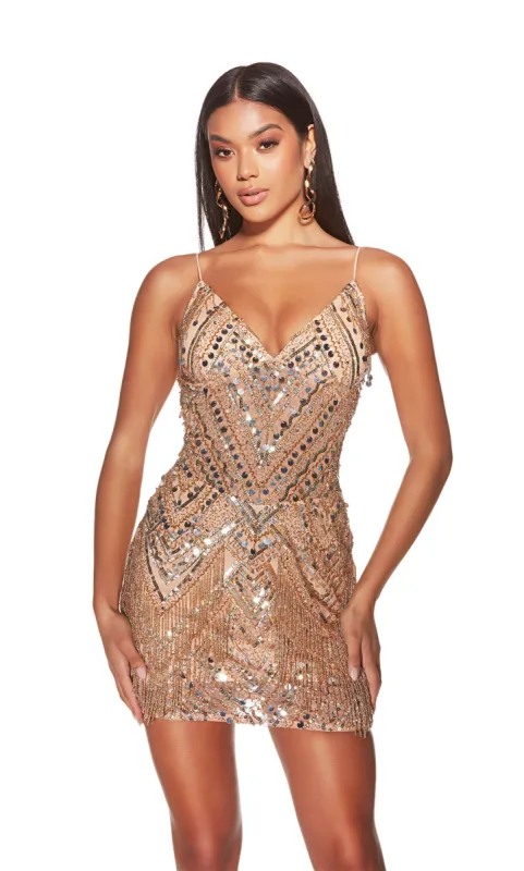 ALYCE Paris 4802 Homecoming Short V-neck Embellished Straight Dress sold by Alyce Paris