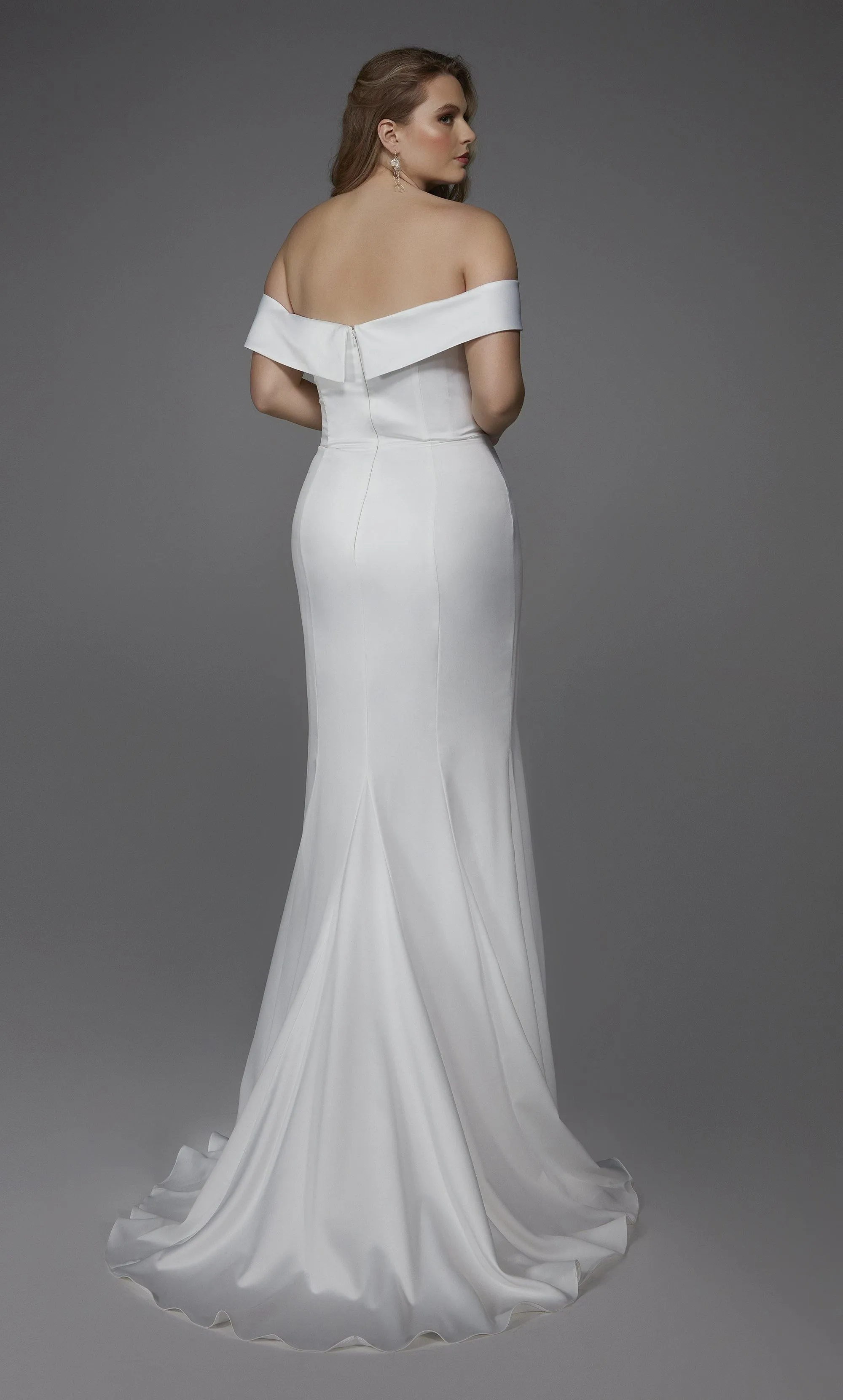 ALYCE Paris 7020 Bridal Off The Shoulder Neckline Train Straight Dress sold by Alyce Paris product image thumbnail 5