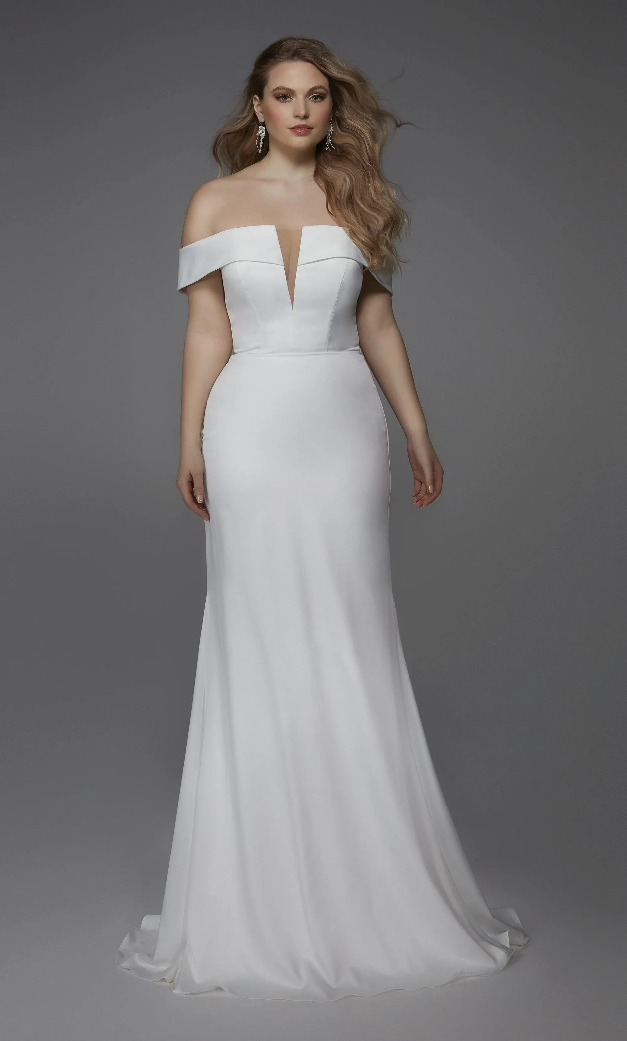 ALYCE Paris 7020 Bridal Off The Shoulder Neckline Train Straight Dress sold by Alyce Paris product image thumbnail 4