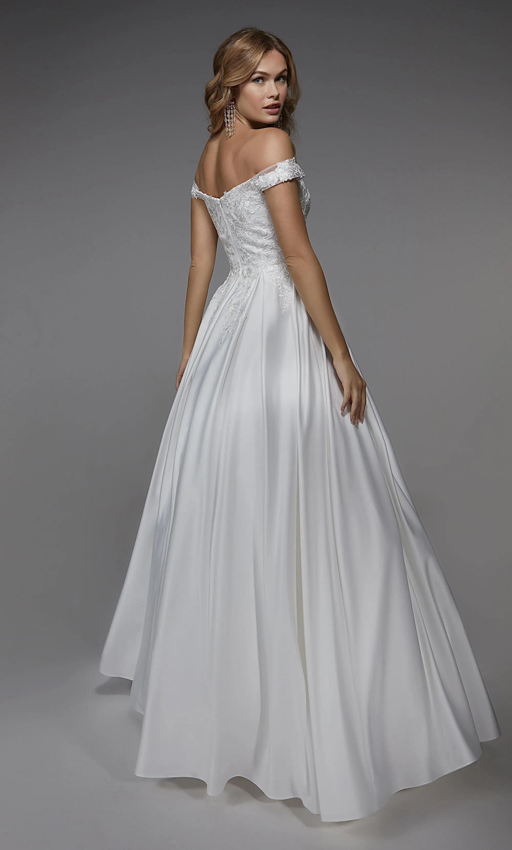 ALYCE Paris 7034 Bridal Off The Shoulder Neckline Elegant A Line Dress sold by Alyce Paris product image thumbnail 2