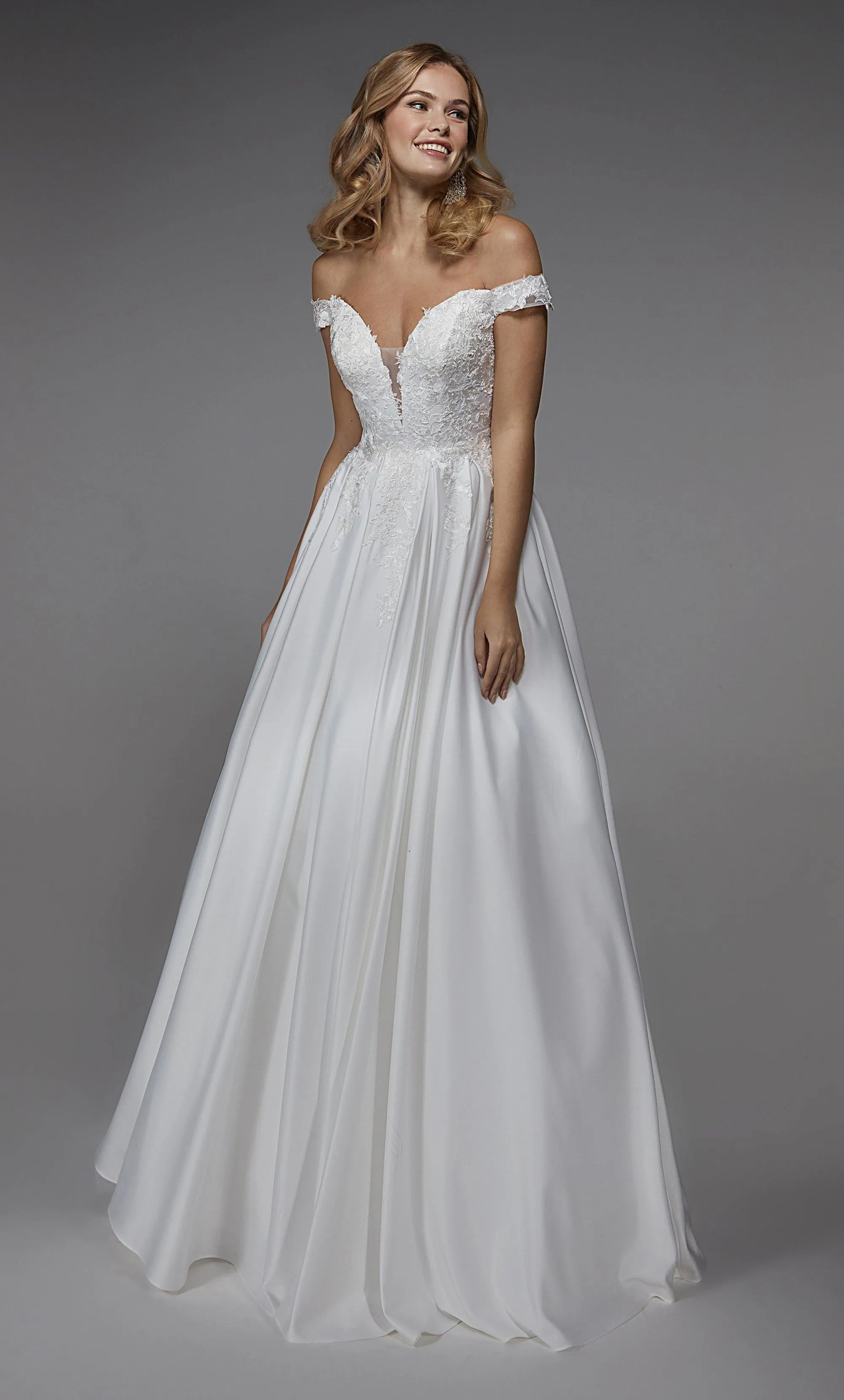 ALYCE Paris 7034 Bridal Off The Shoulder Neckline Elegant A Line Dress sold by Alyce Paris