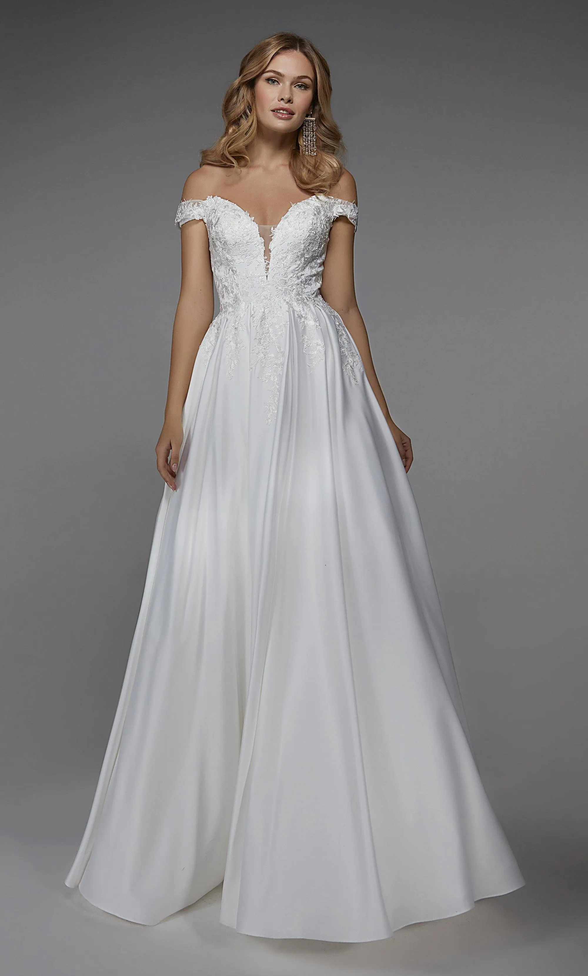 ALYCE Paris 7034 Bridal Off The Shoulder Neckline Elegant A Line Dress sold by Alyce Paris product image thumbnail 3