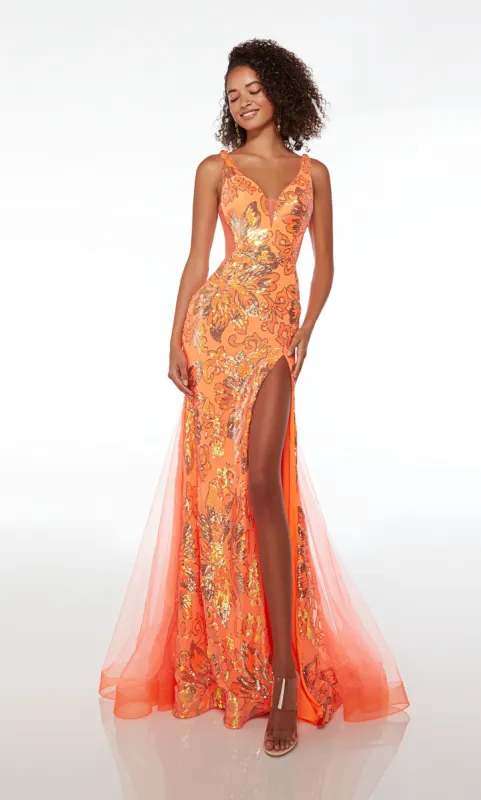 ALYCE Paris 61549 Alyce Long Plunging Shimmery/sparkly Fit N Flare Dress sold by Alyce Paris