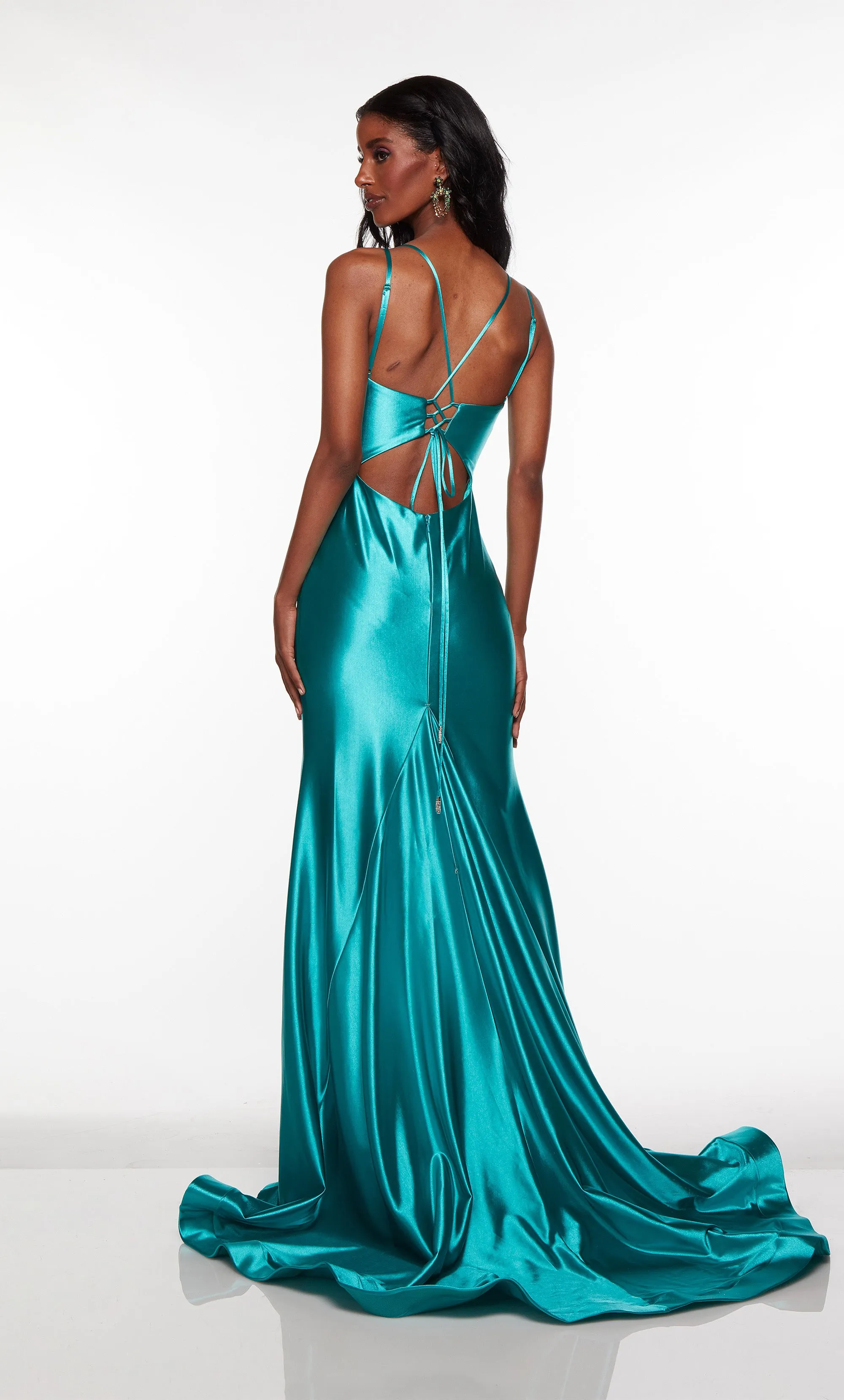 Formal Dress: 61436. Long, V Neck, Fit N Flare, Lace Up Back sold by Alyce Paris product image thumbnail 4