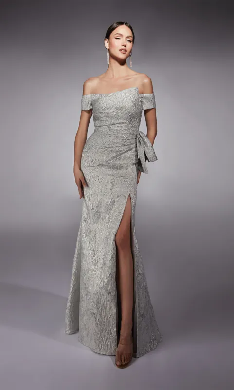 ALYCE Paris 27717 Special Occasion Off The Shoulder Slit Fit N Flare Dress sold by Alyce Paris
