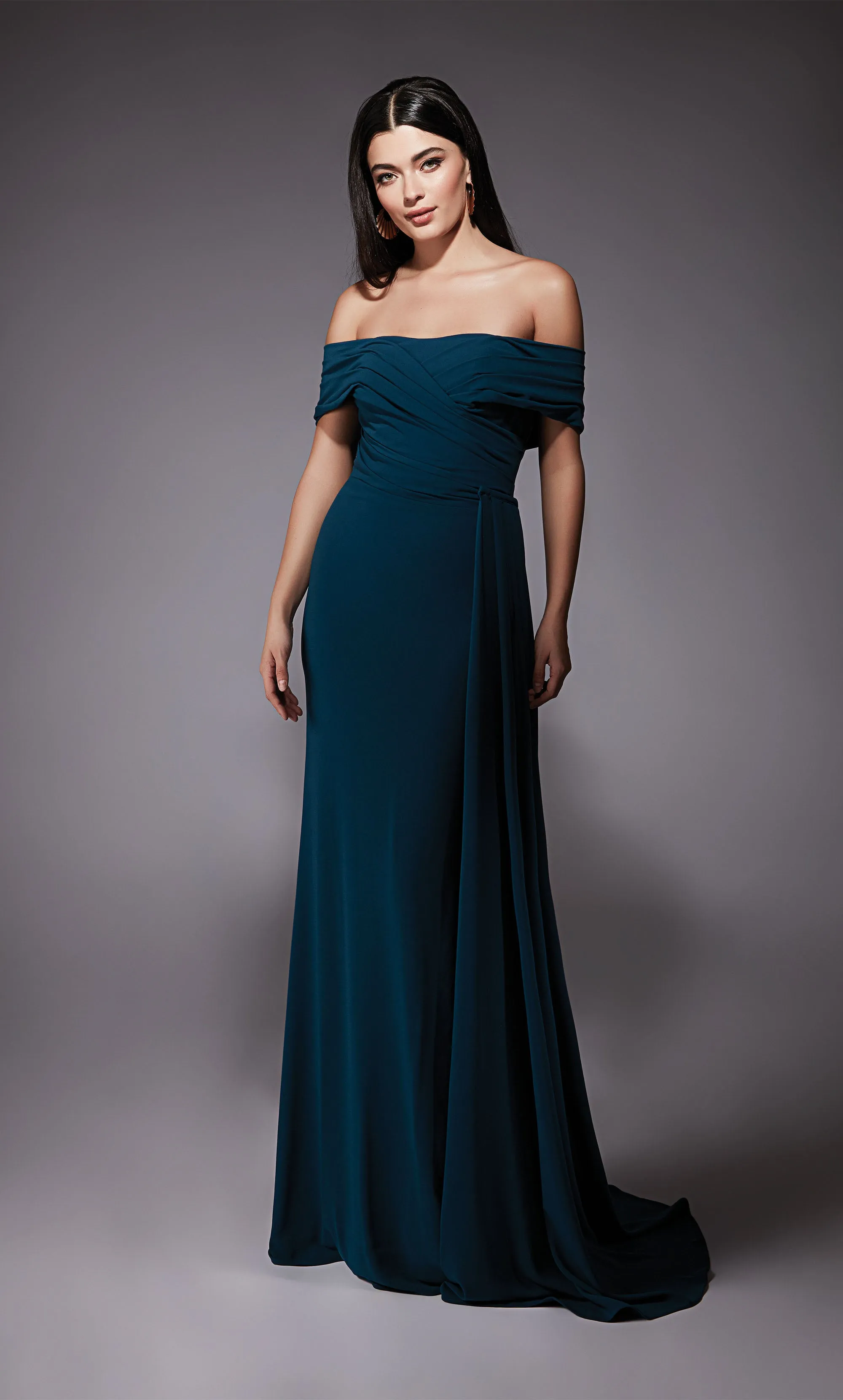 ALYCE Paris 27745 Special Occasion Off The Shoulder Neckline Modest A Line Dress sold by Alyce Paris