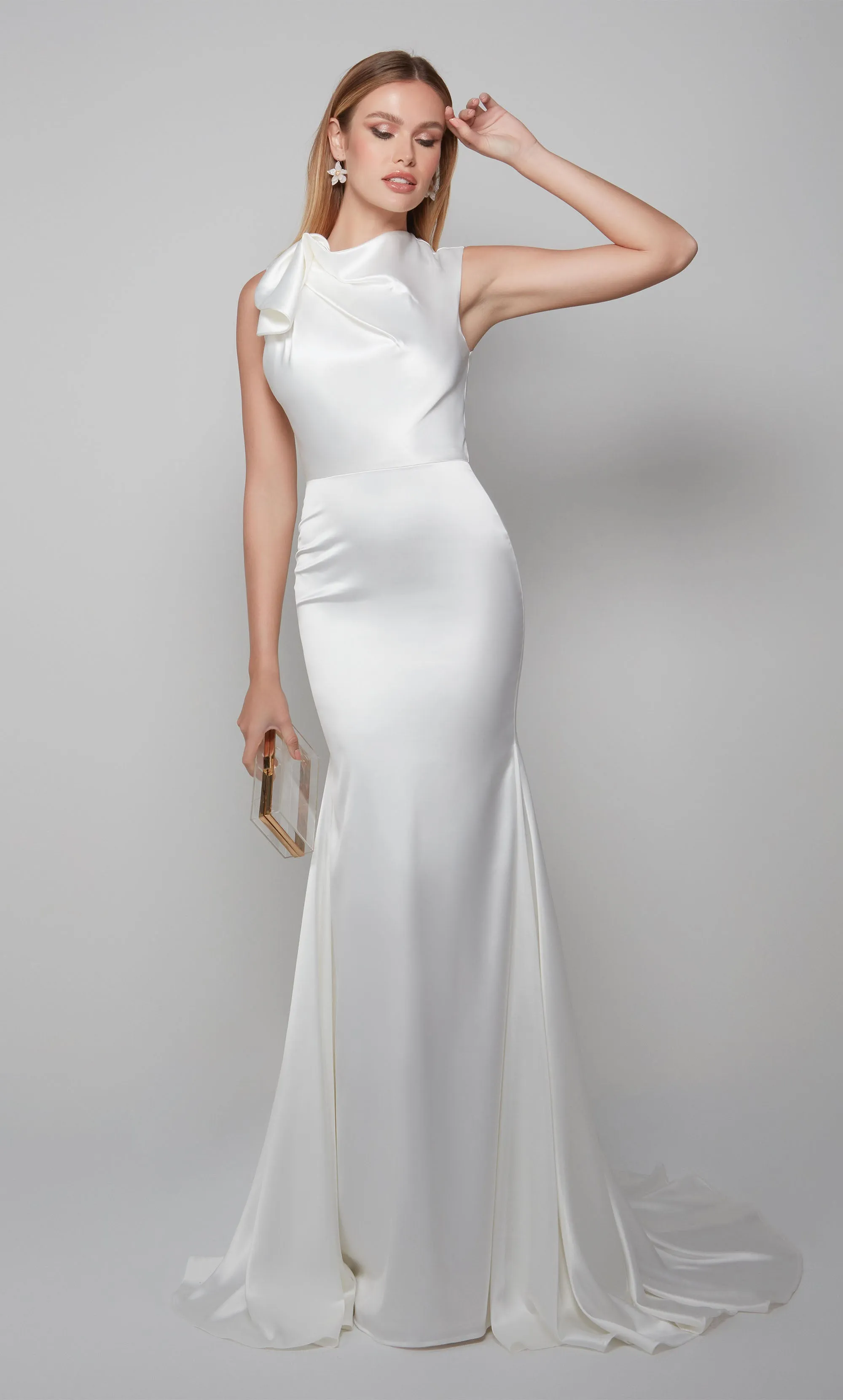 ALYCE Paris 7067 Bridal High Neckline Train Straight Dress sold by Alyce Paris product image thumbnail 3