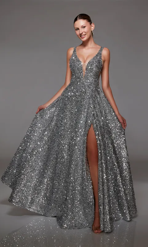 Formal Dress: 1793. Long, Plunging Neckline, A-line sold by Alyce Paris