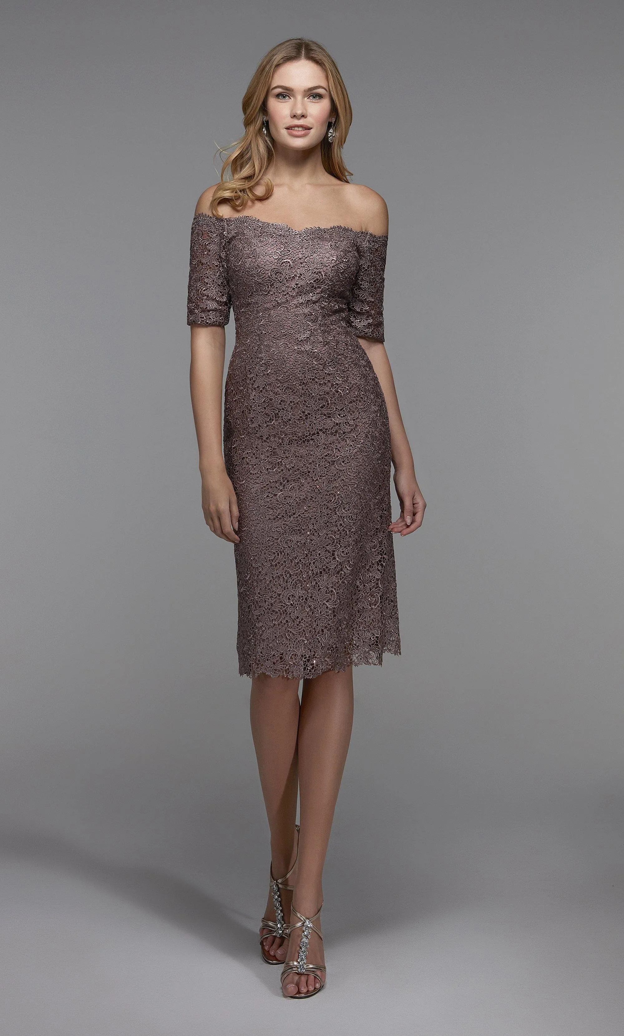 ALYCE Paris 27535 Special Occasion Off The Shoulder Neckline Embellished Straight Dress sold by Alyce Paris