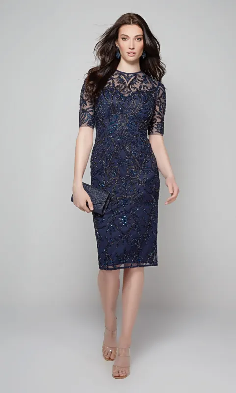 ALYCE Paris 27583 Special Occasion Illusion Neckline Modest Straight Dress sold by Alyce Paris