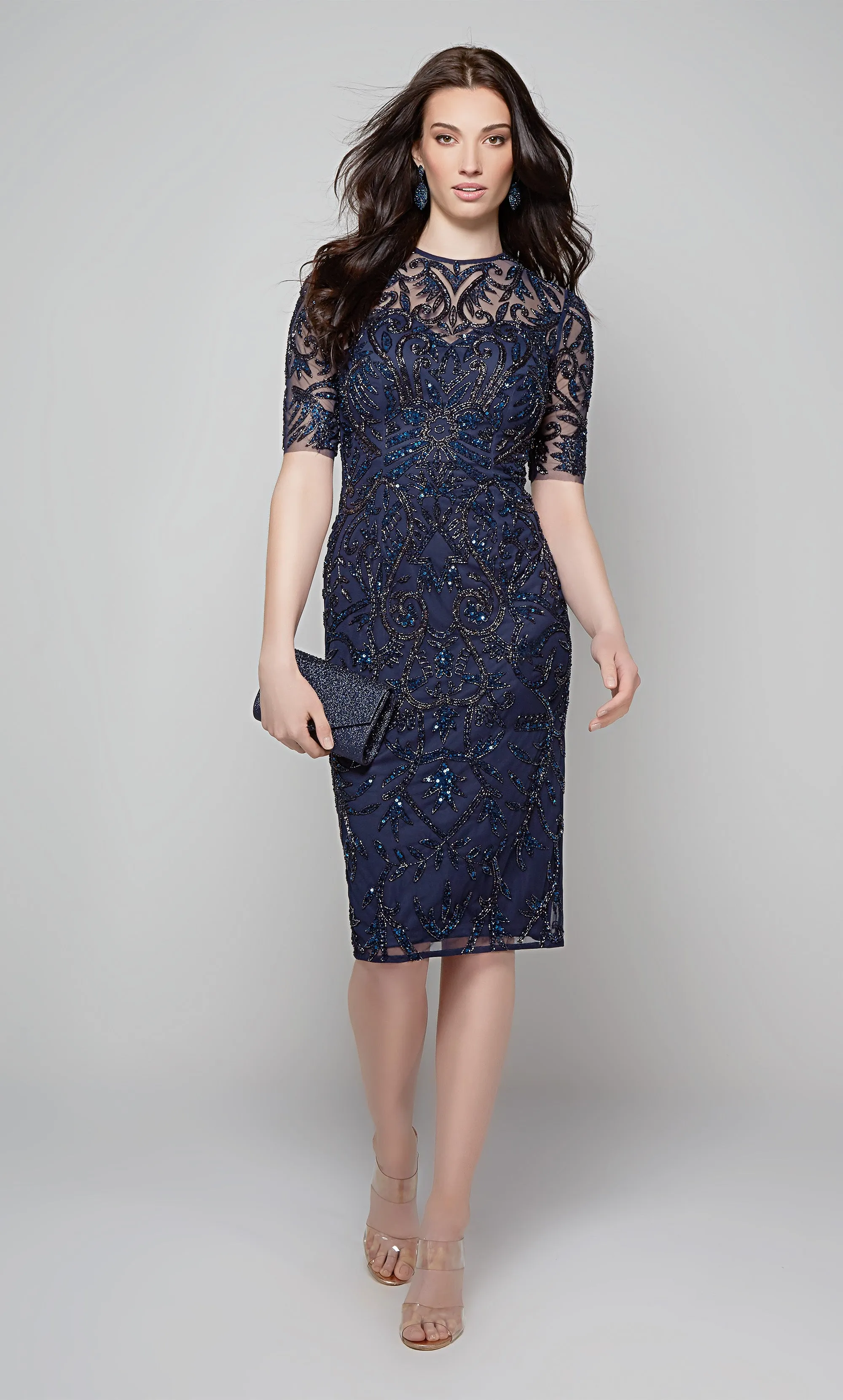 ALYCE Paris 27583 Special Occasion Illusion Neckline Modest Straight Dress sold by Alyce Paris