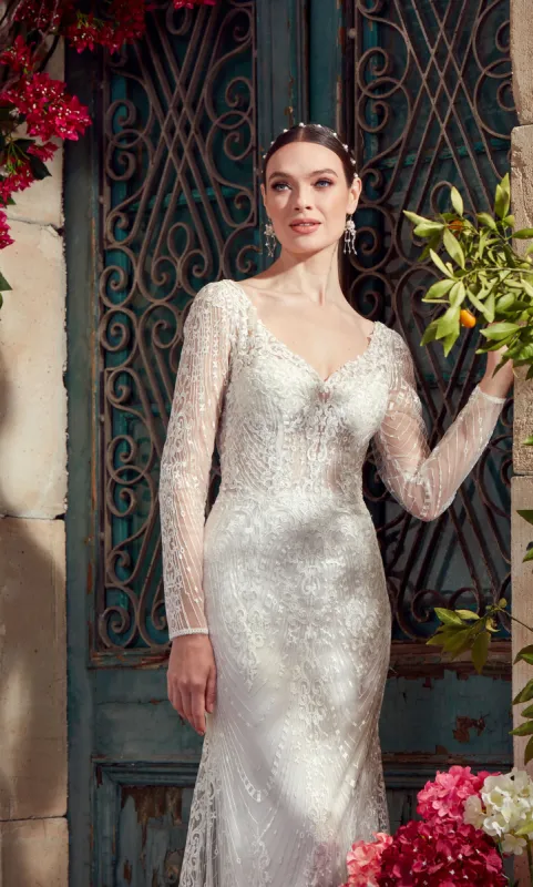 ALYCE Paris 7030 Bridal V-neckline Buttons Straight Dress sold by Alyce Paris