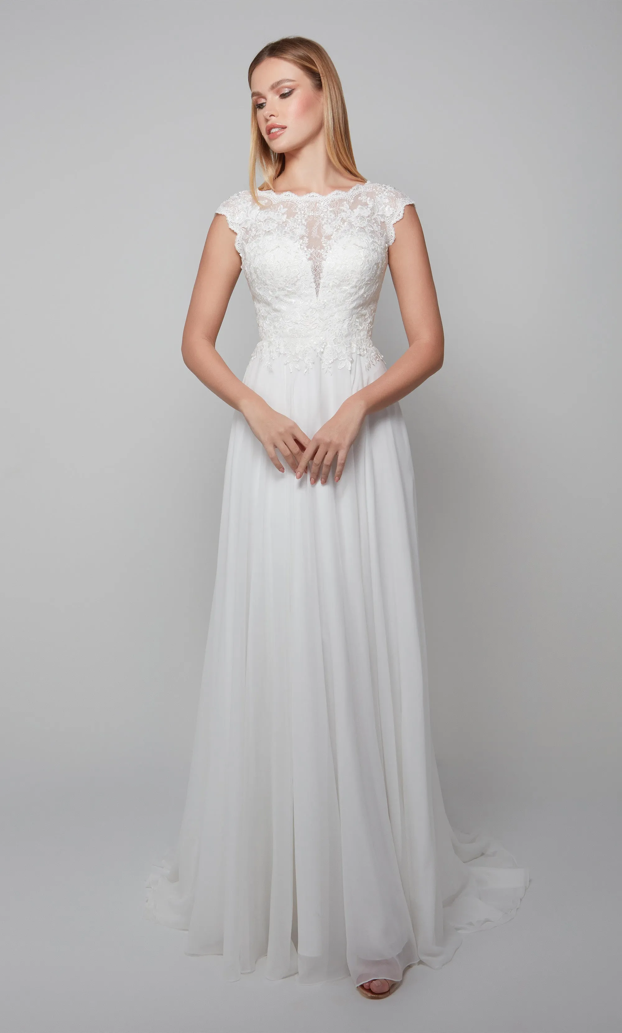 ALYCE Paris 7073 Bridal Illusion Neckline Illusion A Line Dress sold by Alyce Paris product image thumbnail 3