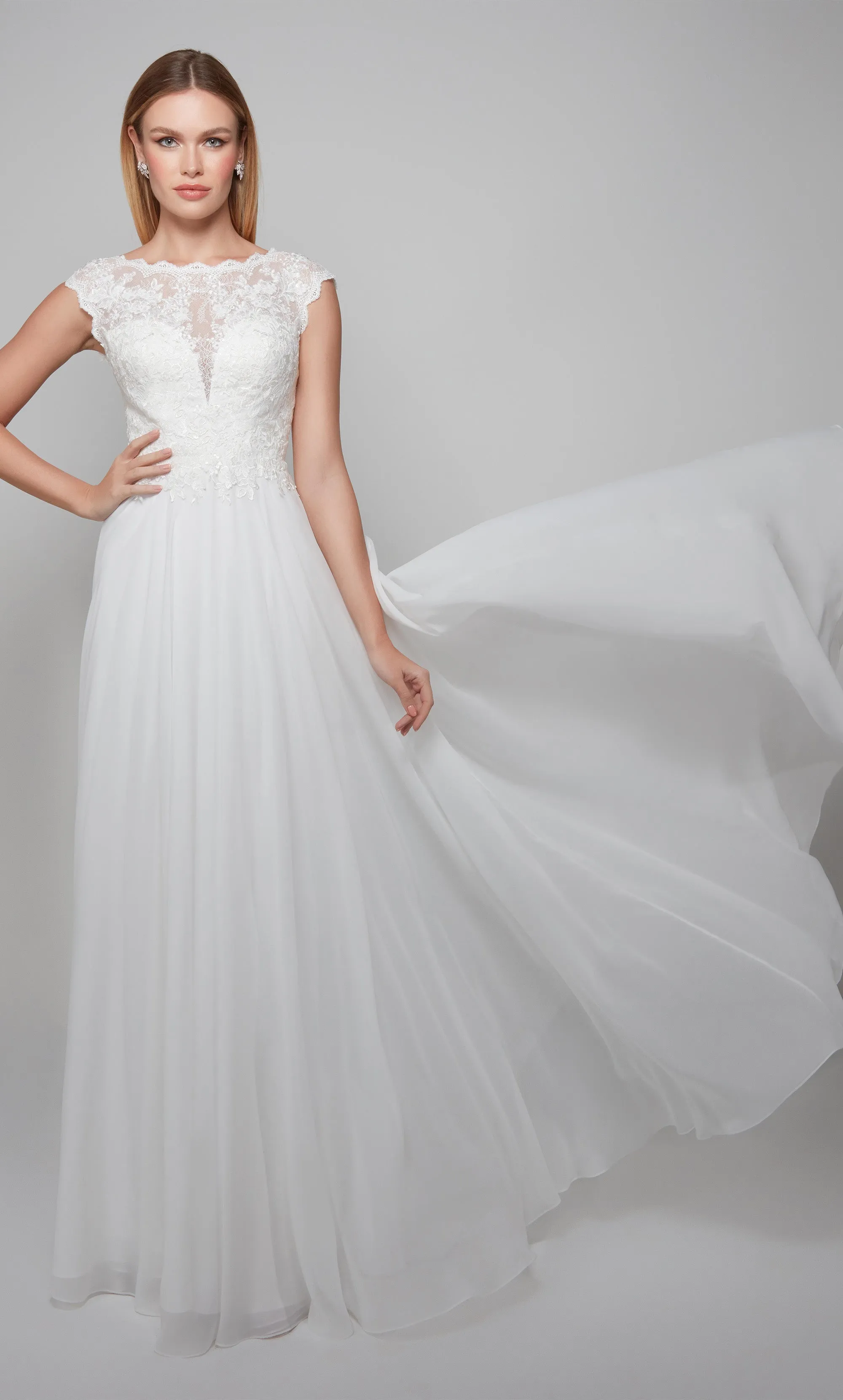 ALYCE Paris 7073 Bridal Illusion Neckline Illusion A Line Dress sold by Alyce Paris product image thumbnail 4