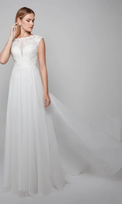 ALYCE Paris 7073 Bridal Illusion Neckline Illusion A Line Dress sold by Alyce Paris