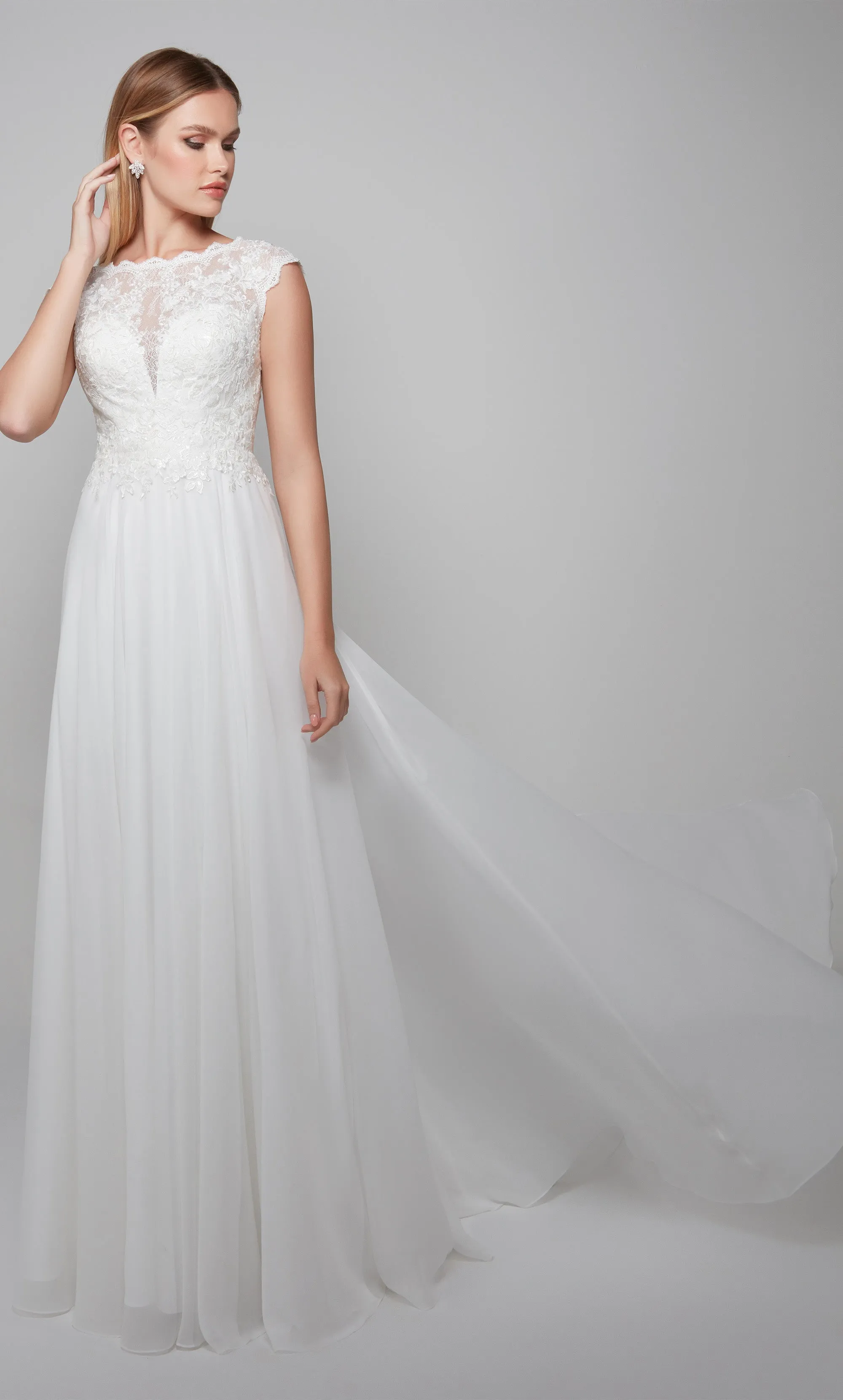 ALYCE Paris 7073 Bridal Illusion Neckline Illusion A Line Dress sold by Alyce Paris
