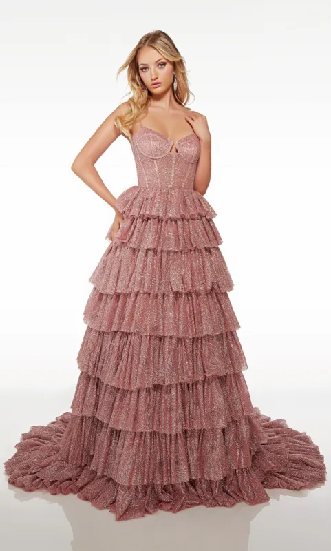 ALYCE Paris 61526 Alyce Long Sweetheart Ruffles Ballgown Dress made by Alyce Paris