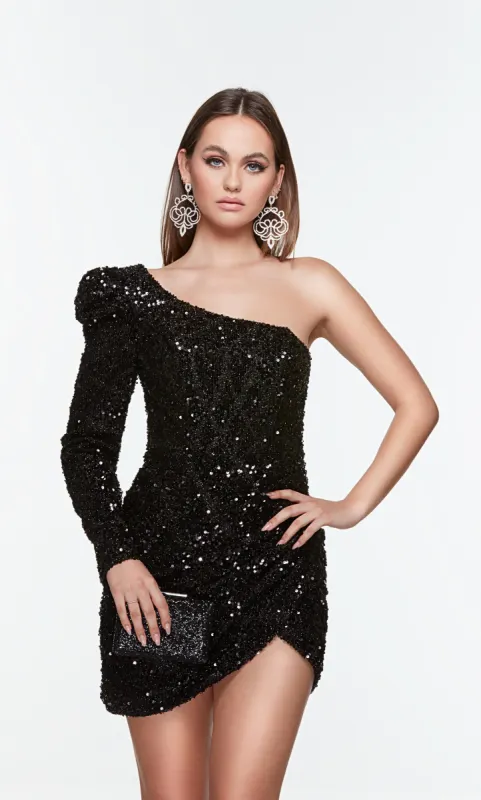 Formal Dress: 4539. Short, One Shoulder, Straight, Closed Back sold by Alyce Paris