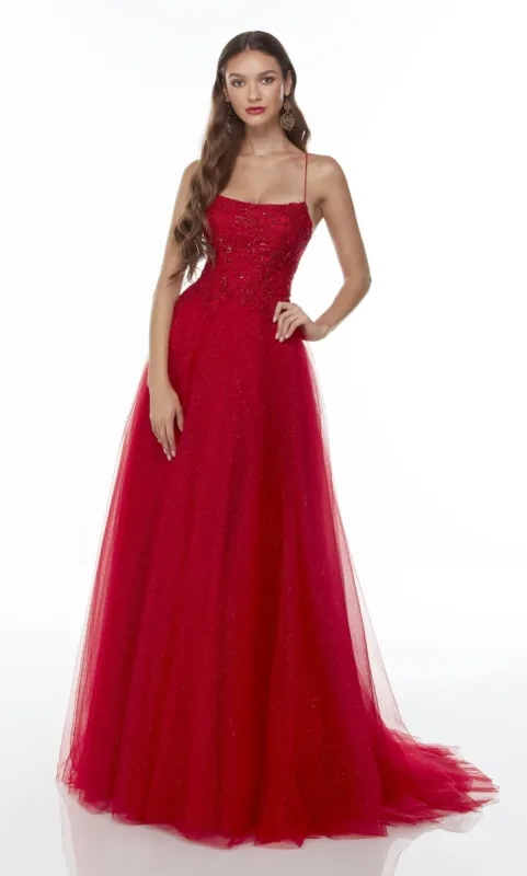 Formal Dress: 61134. Long Glitter Ball Gown, Square Neckline, Ballgown sold by Alyce Paris