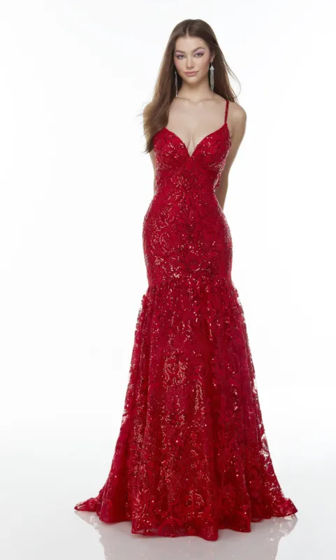 Formal Dress: 61132. Long Sexy Dress, Plunging Neckline, Fit N Flare sold by Alyce Paris