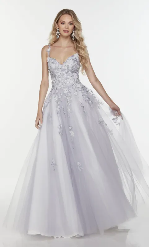 Formal Dress: 61099. Long 3d Flower Dress, Sweetheart Neckline, Ballgown sold by Alyce Paris