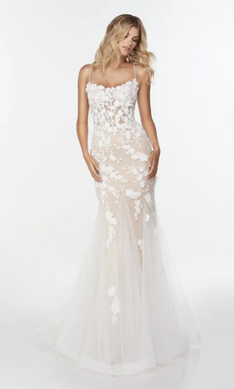 Formal Dress: 61074. Long Tulle-lace Dress, Scoop Neck, Mermaid sold by Alyce Paris