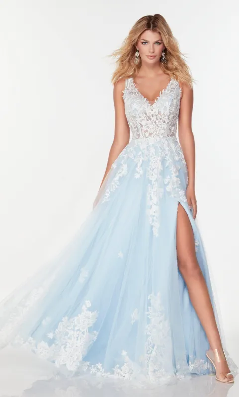 Formal Dress: 61066. Long Tulle A-line Dress, V-neck, A-line sold by Alyce Paris