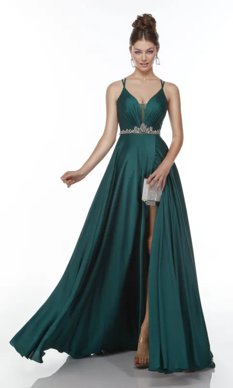 Formal Dress: 1741. Long Chiffon Dress, Plunging Neckline, Flowy sold by Alyce Paris