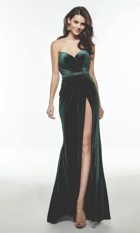 Formal Dress: 61062. Long Velvet Dress, Strapless, Straight sold by Alyce Paris