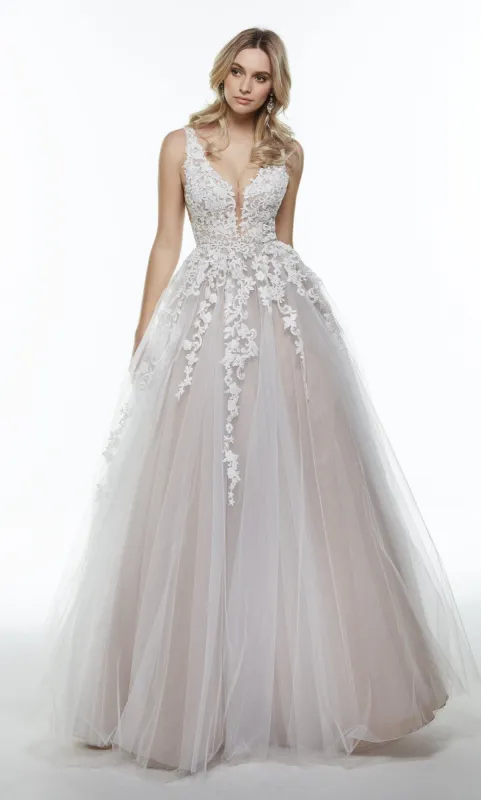Formal Dress: 61015. Long Pretty Dresses, Plunging Neckline, Ball Gown sold by Alyce Paris