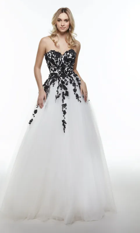 Formal Dress: 61007. Long Floral Prom Dress, Strapless, Ball Gown sold by Alyce Paris