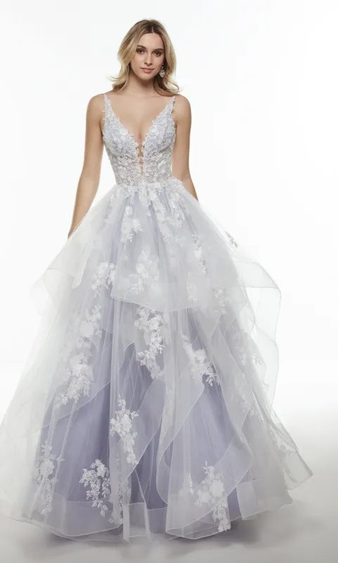 Formal Dress: 61005. Long Pretty Dresses, Plunging Neckline, Ball Gown sold by Alyce Paris
