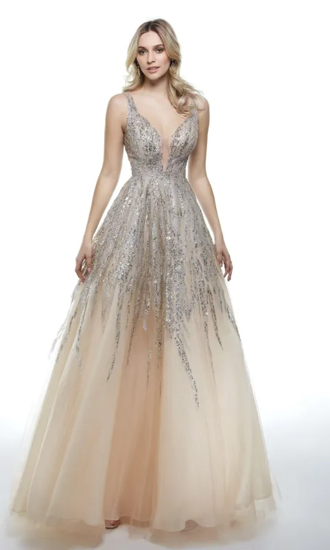 Formal Dress: 61002. Long Formal Dress, Plunging Neckline, Ball Gown sold by Alyce Paris