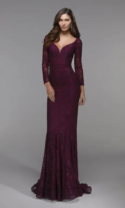 Formal Dress: 27512. Long Sexy Fitted Dress, Plunging Neckline, Fit N Flare sold by Alyce Paris