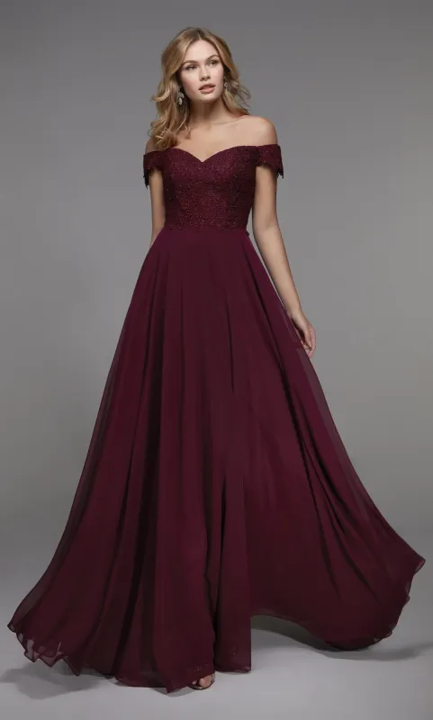 Formal Dress: 27510. Long Pretty Dresses, Off The Shoulder, Flowy sold by Alyce Paris