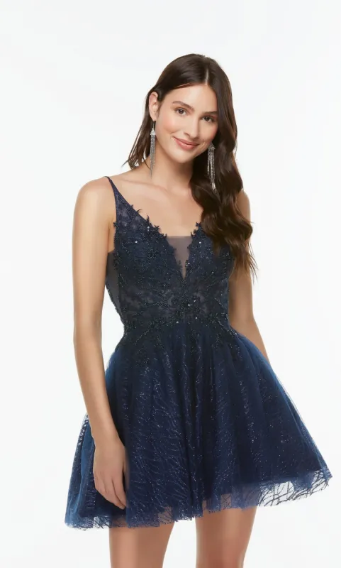 Formal Dress: 3949. Short Party Dress, Plunging Neckline, Fit N Flare sold by Alyce Paris