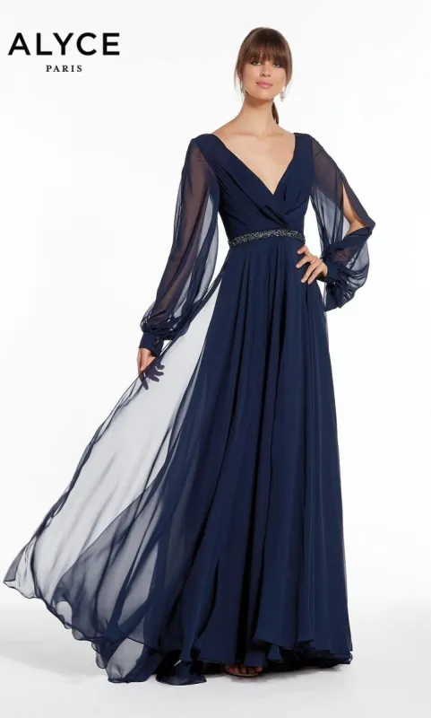 Formal Dress: 27295. Long, V-Neck, Flowy, V Shaped Back sold by Alyce Paris