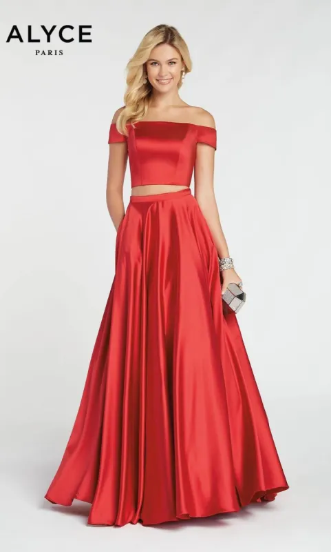 Formal Dress: 1426. Long, Off The Shoulder, Fit N Flare sold by Alyce Paris