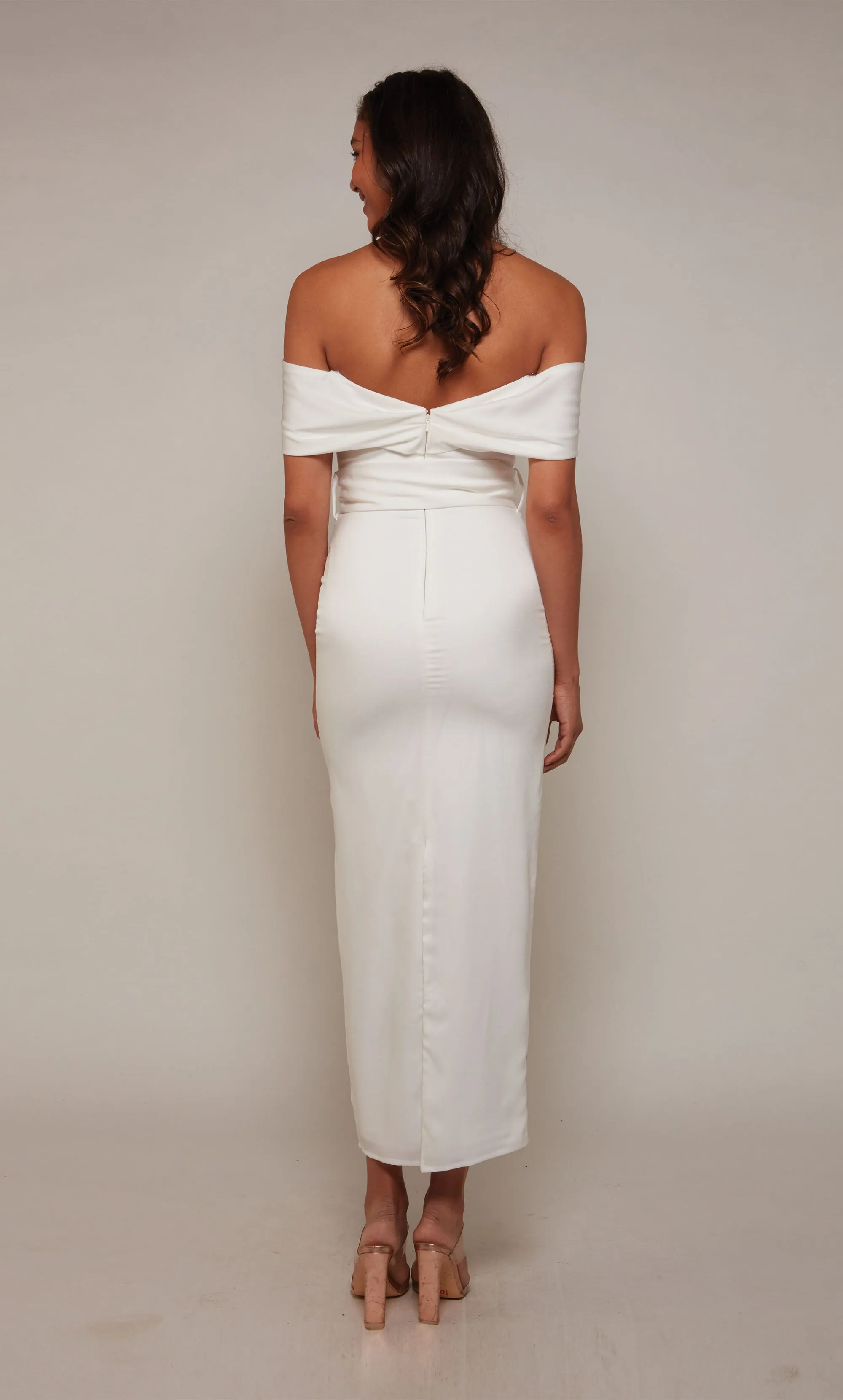 ALYCE Paris 70041 Bridal Off The Shoulder Neckline Slit Straight Dress sold by Alyce Paris product image thumbnail 2