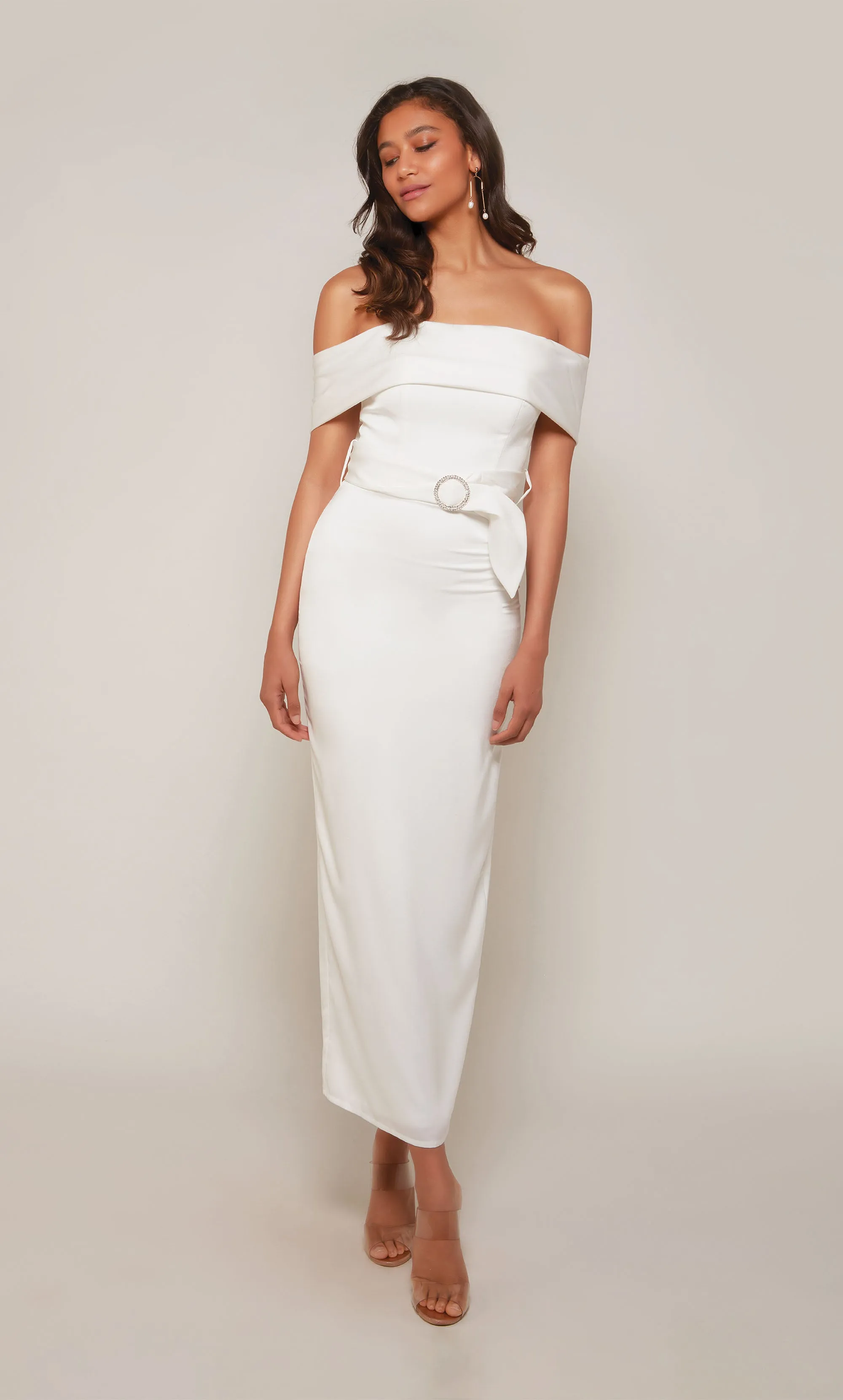 ALYCE Paris 70041 Bridal Off The Shoulder Neckline Slit Straight Dress sold by Alyce Paris product image thumbnail 3