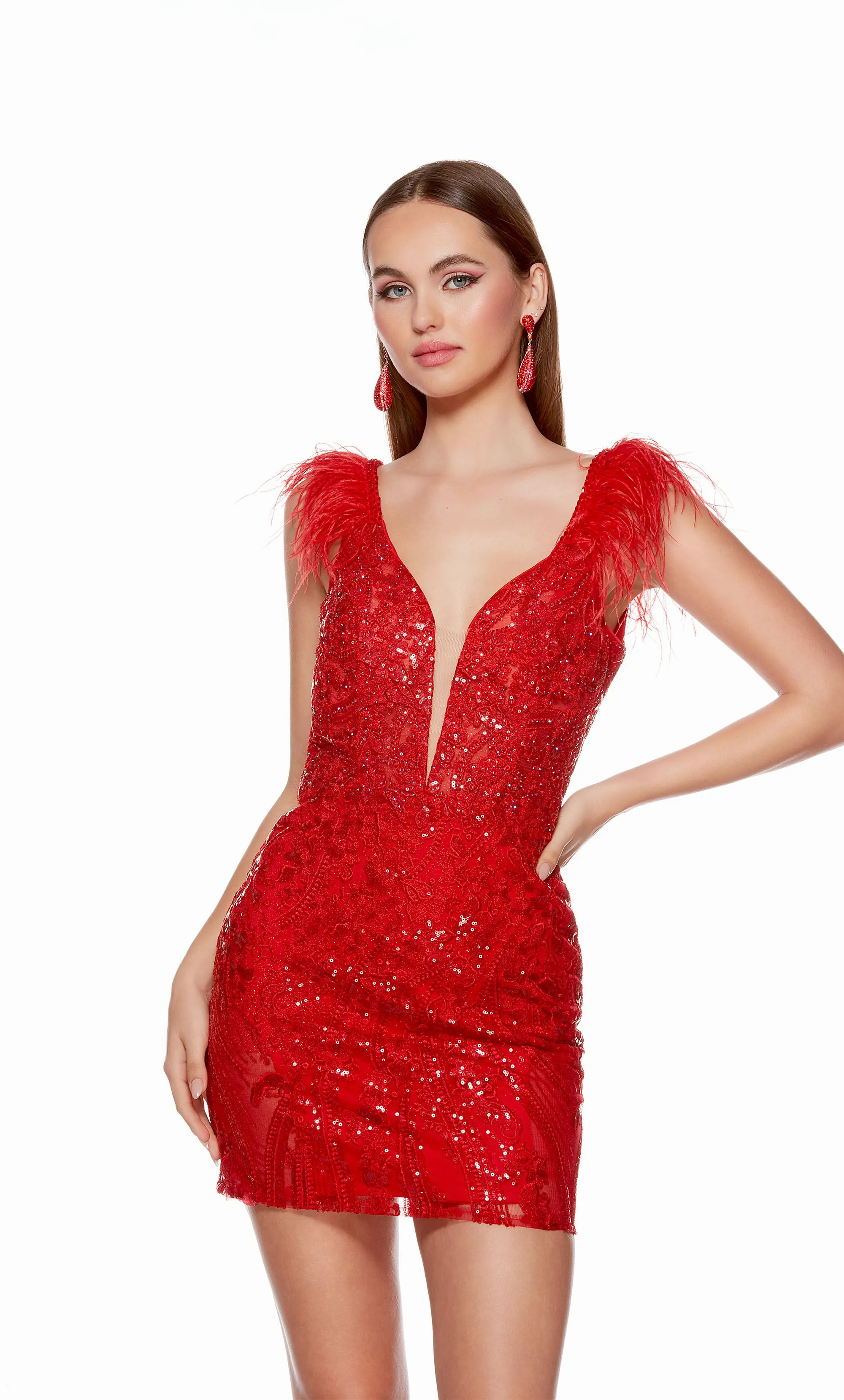 Formal Dress: 4614. Short, Plunging Neckline, Straight, Open Back sold by Alyce Paris