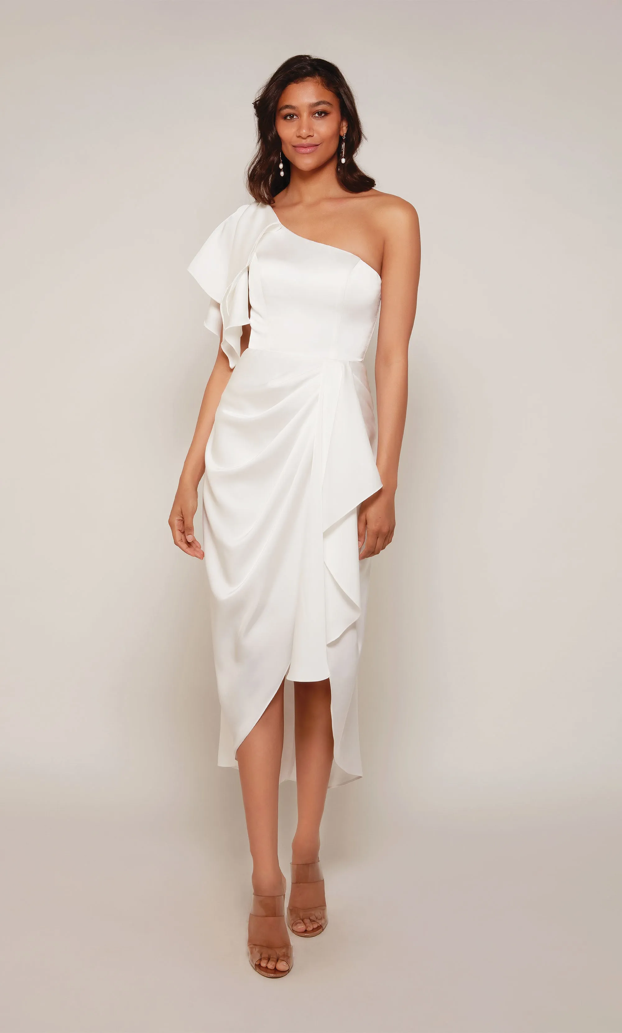 ALYCE Paris 70035 Bridal One Shoulder Neckline Ruffles High-low Dress sold by Alyce Paris