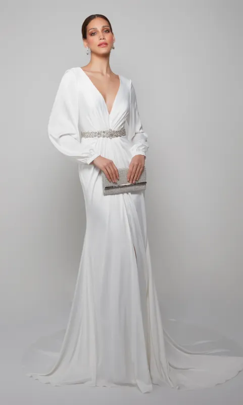 ALYCE Paris 7070 Bridal Plunging Neckline Chic Straight Dress sold by Alyce Paris