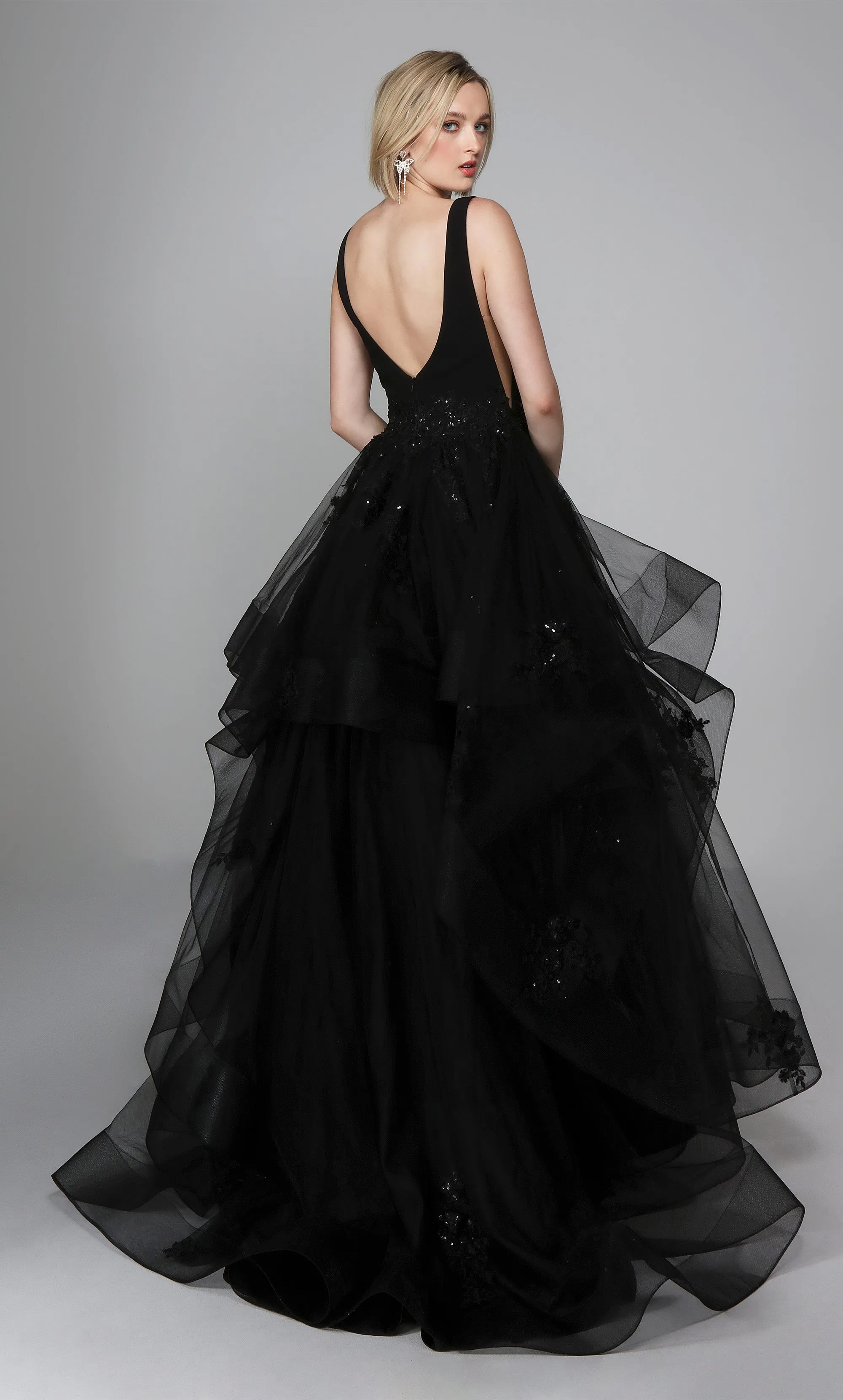 ALYCE Paris 7040 Bridal Plunging Neckline Waterfall Ballgown Dress sold by Alyce Paris product image thumbnail 4